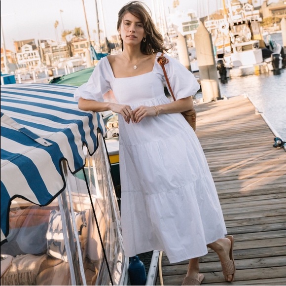 Faithfull the Brand Kiona Tiered Cotton Midi Dress - Picture 13 of 16